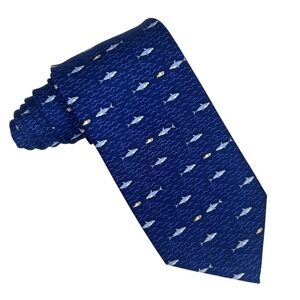Tommy Hilfiger Blue Shark Pattern Tie 100% Silk